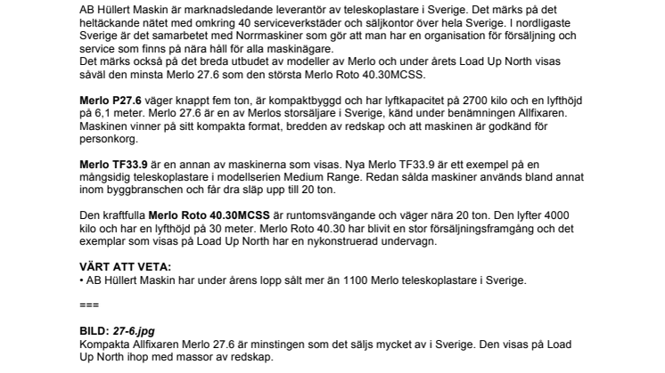 Merlo för Norrland i fokus på Load Up North