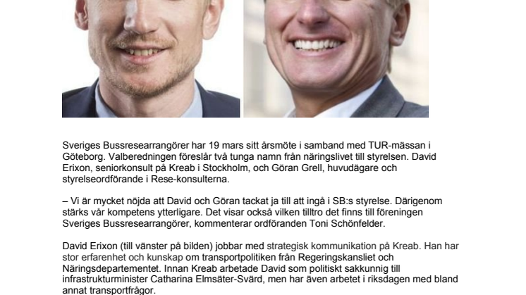Sveriges Bussresearrangörer förstärker styrelsen