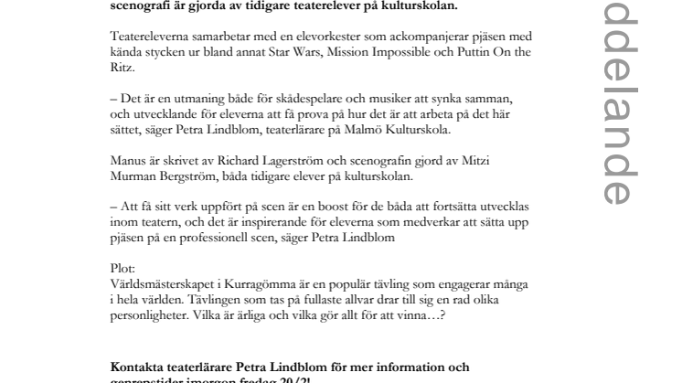Teater- och musikelever möts i världsmästerskap