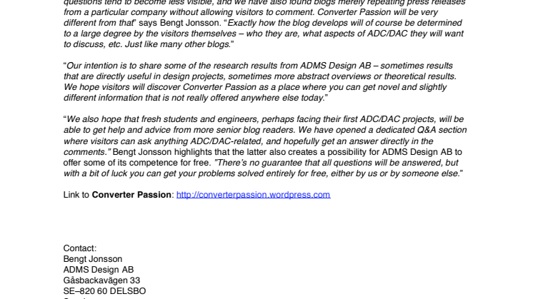 New Blog for A/D- and D/A-Converter Professionals