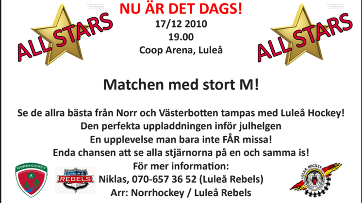 All stars Match, Framröstade spelare möter Luleå Hockey!