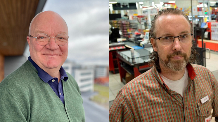 Mikael Hernant, lektor i företagsekonomi och Micke Petersson, butiksansvarig för ICA Maxi Skövde. Bilden är ett montage.