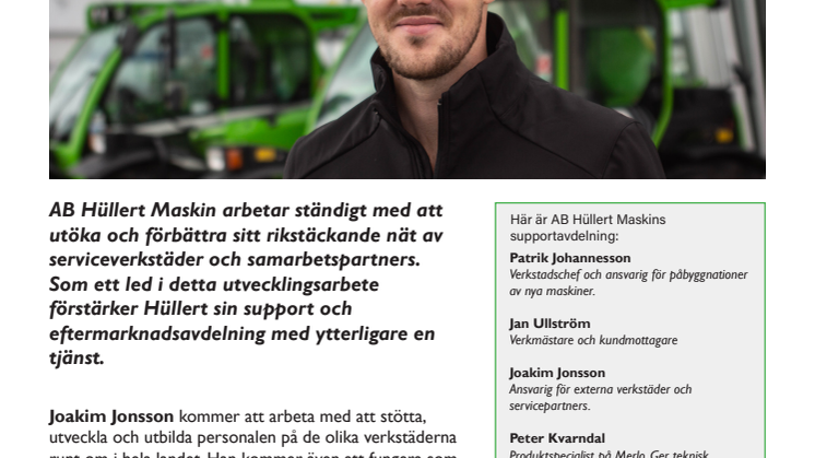 Joakim förstärker Merlos servicemarknad.
