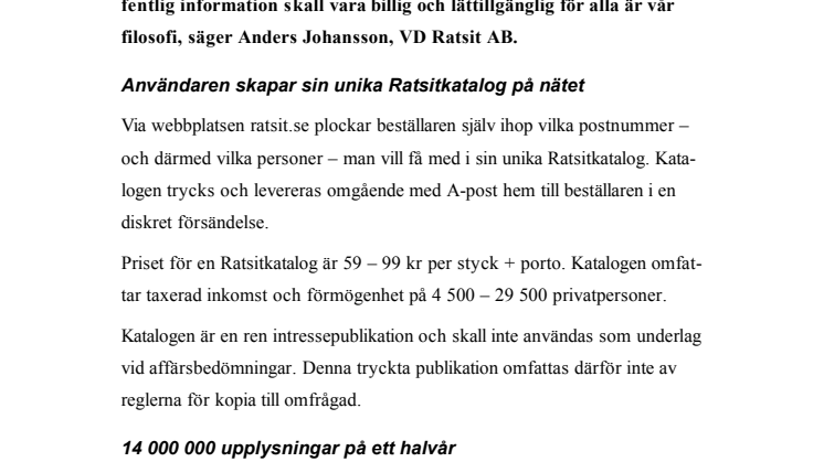 Ratsitkatalogen – en storsatsning