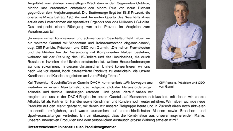 PM Garmin Quartalsmeldung Q1/2022
