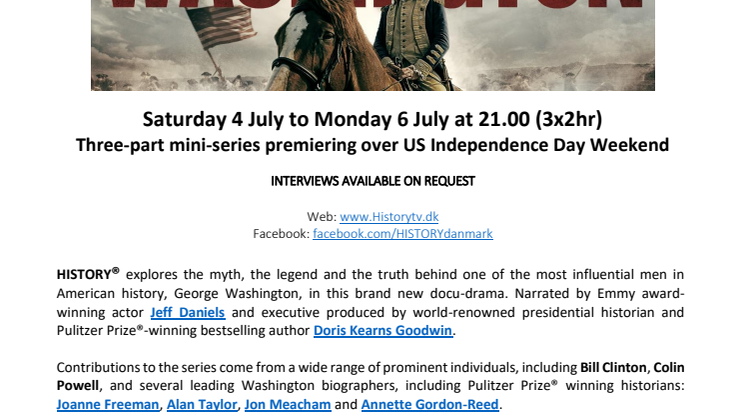 PRESS RELEASE | WASHINGTON NEW AND EXCLUSIVE SERIES ON HISTORY®