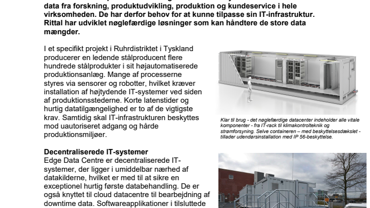 Sikre og effektive Edge Data Centre udvikler processer i stålindustrien