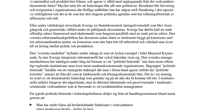 Sveriges politiska ledarskapskultur, en dyr affär! 