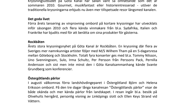 Vinprovning, rock och Östergötska pärlor på Göta Kanal!