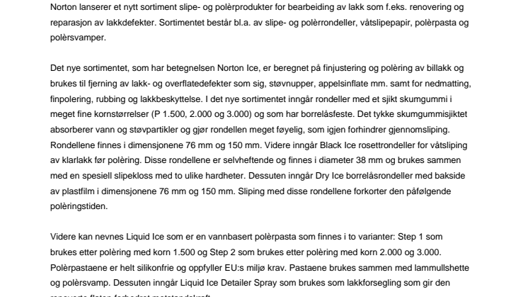 Nytt sortiment slipe- og polérprodukter for reparasjon av lakkdefekter