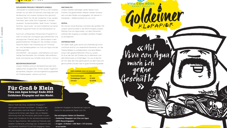 Goldeimer proudly presents himself - JETZT NEU mit Kult von der Rolle: Goldeimer Klopapier by Viva con Agua