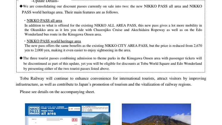 We Are Updating Our NIKKO PASSES Exclusively for International Tourists!