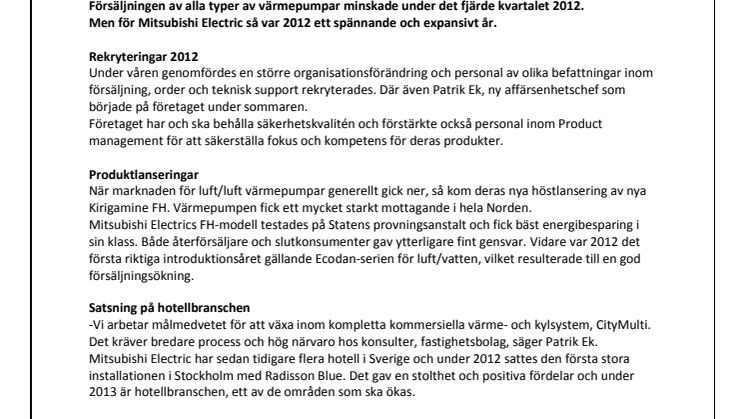 Nytt år, nya produktlanseringar och nya mål för Mitsubishi Electric