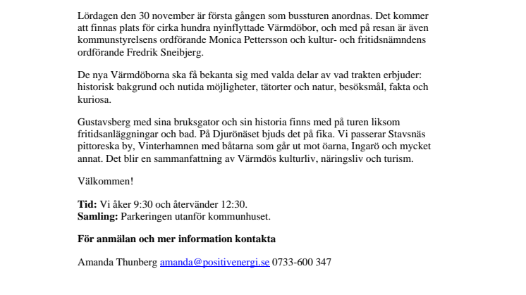 Pressinbjudan: Följ med på busstur för nyinflyttade!