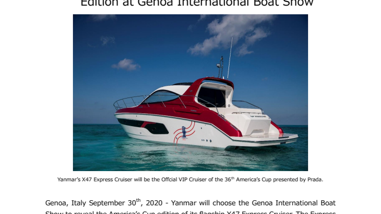 Yanmar Shows X47 Express Cruiser America’s Cup Edition at Genoa International Boat Show