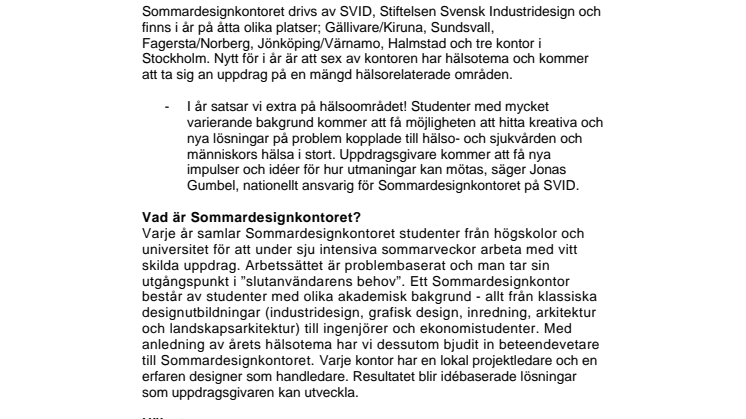 Användardriven utveckling för bättre hälsa i Sommardesignkontoret 2012