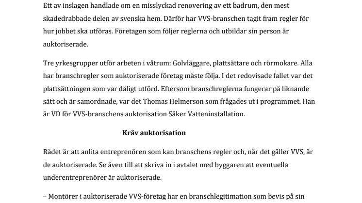 Kräv att få se VVS-montörens legitimation
