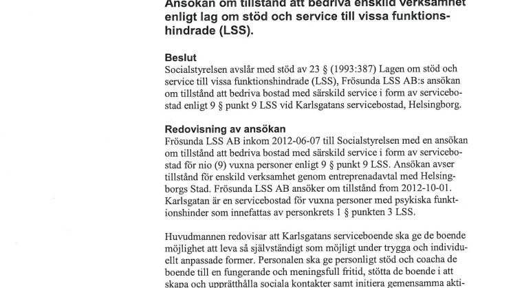 Socialstyrelsens beslut