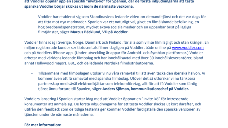 Voddler bygger för Spanien – Öppnar första marknaden utanför Skandinavien