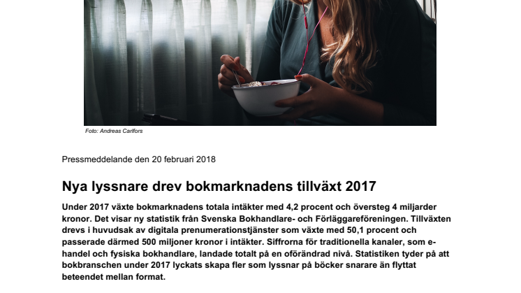 Nya lyssnare drev bokmarknadens tillväxt 2017
