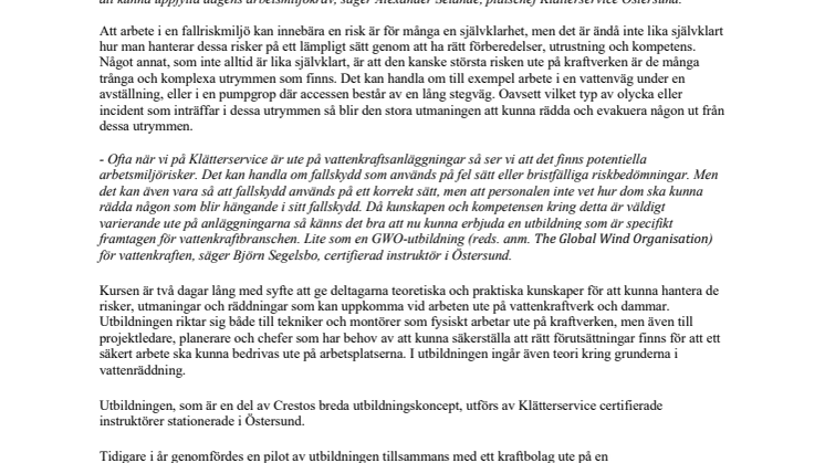 Klätterservice gör vattenkraften säkrare