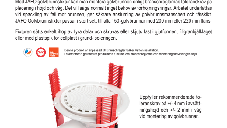 Monteringsanvisning - JAFO Golvbrunnsfixtur