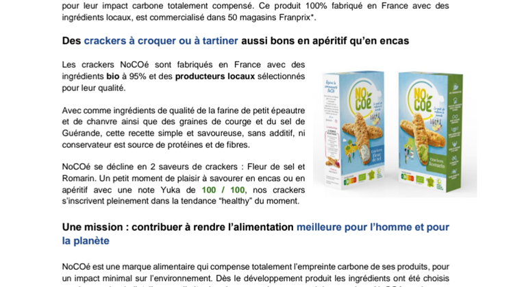 Snackfutures, le hub innovation de Mondelez International, co-crée NoCOé, la première marque apéritive zéro carbone, en collaboration avec Fooding Company