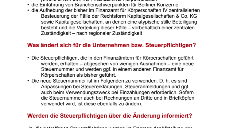 Neue Steuernummer ab 1. Januar 2016  in Berlin. Alle Gesellschaften mit beschränkter Haftung erhalten neue Steuernummern - was zu beachten ist!