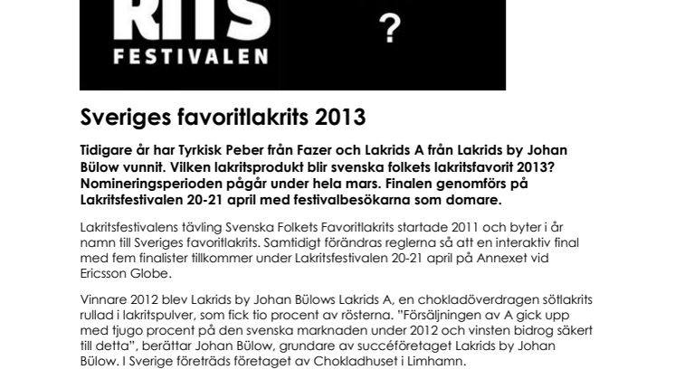 Sveriges favoritlakrits 2013