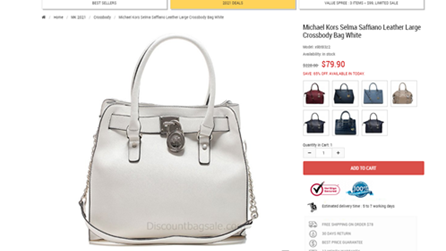 En webbplats som utger sig för att vara Michael Kors