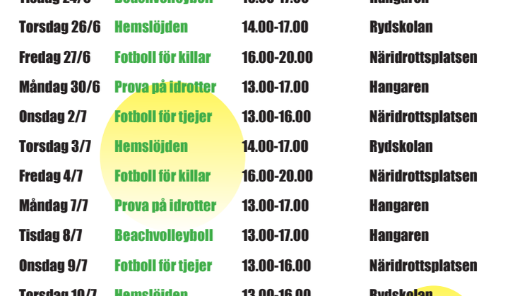 Sommarprogram Ryd