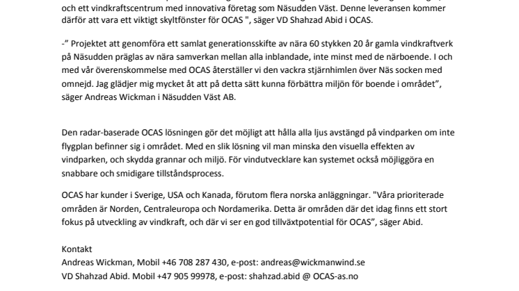 Näsudden Väst AB släcker ljusen på vindpark på Gotland