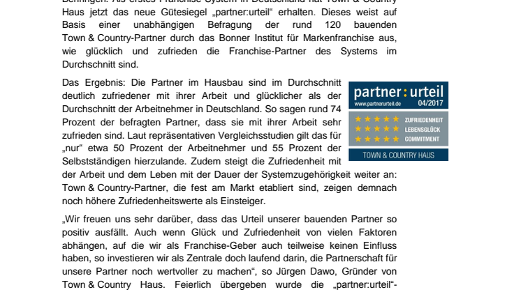 Franchise-Partner im Hausbau sind zufriedener und glücklicher als Arbeitnehmer 