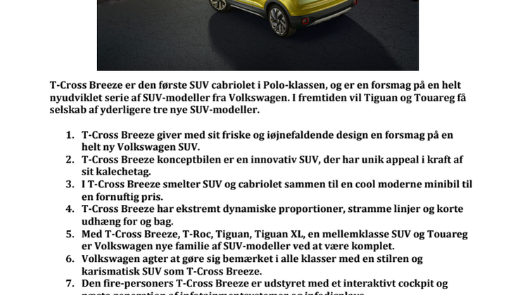 ​Genéve Motor Show 2016: Verdenspremiere på T-Cross Breeze
