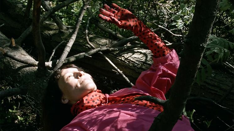 Pysäytyskuva videoteoksesta Hemera - Awakening of Spring. Kuvassa Laura - The Light of All.