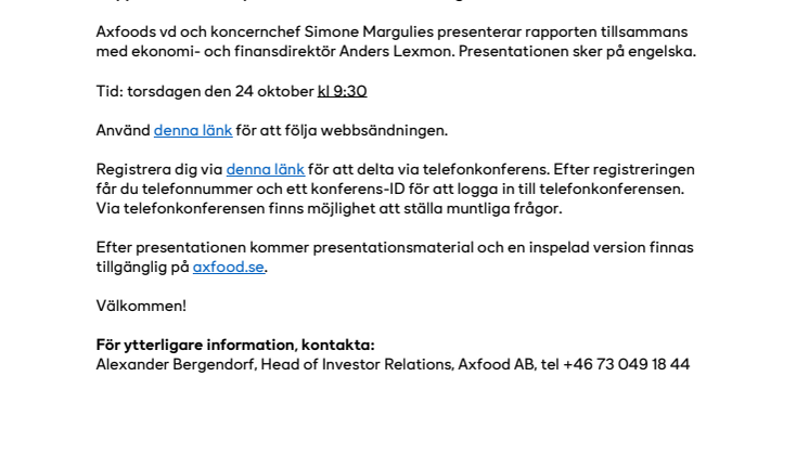 Inbjudan till presentation av Axfoods tredje kvartal 2024.pdf