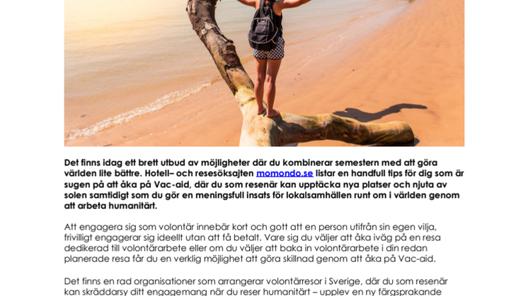 Res med ett syfte – åk på Vac-aid