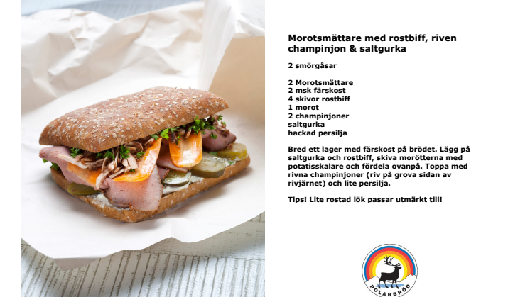 Recept: Morotsmättare med rostbiff, riven champinjon & saltgurka