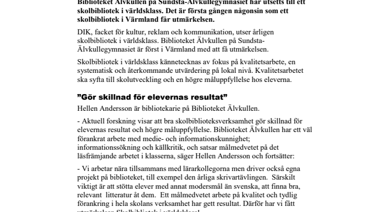 Biblioteket Älvkullen håller världsklass