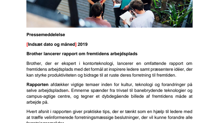 Brother lancerer rapport om fremtidens arbejdsplads   