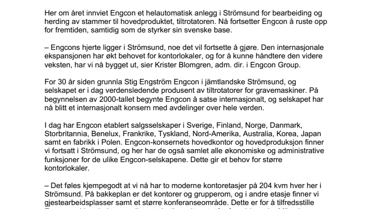 Engcons millioninvestering i Strömsund ferdig – øker kapasiteten med nytt kontorbygg