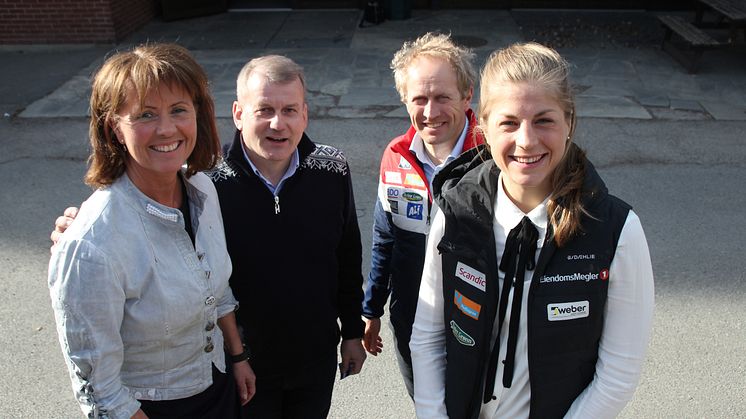 FORTSATT SAMARBEID: Adm. dir. Åsne Havnelid, skipresident Erik Røste, adm. sjef i NSF Espen Bjervig og langrennsess Astrid Jacobsen. 