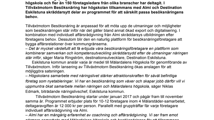 Eskilstuna kommun satsar på tillväxt i besöksnäringen