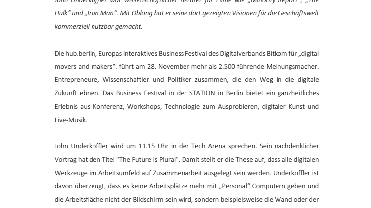 John Underkoffler spricht auf der hub.berlin 