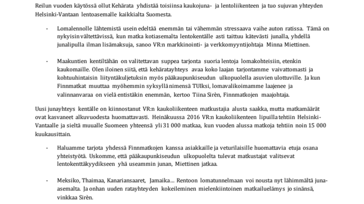 Mikkelistä Meksikoon – VR ja Finnmatkat aloittavat Junalla lomalle -yhteistyön