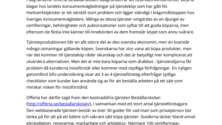 Offerta lanserar Beställarskolan 
