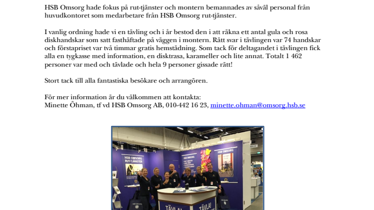 GEMENSAM SATSNING FÖR OMSORG OCH BOSPARANDE