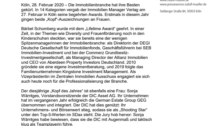 Die Besten der Immobilienbranche: Auszeichnungen für kreative Köpfe und innovative Projekte