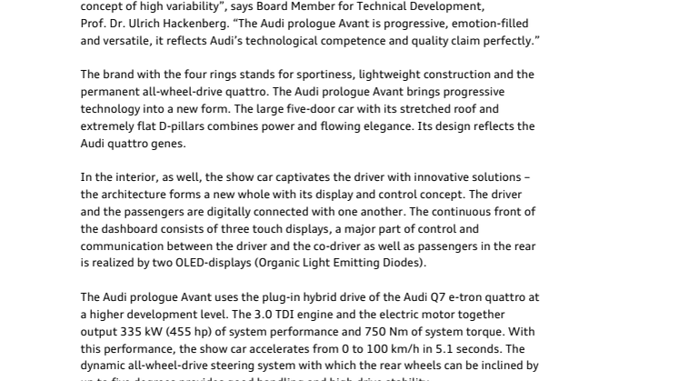 Audi prologue Avant i detaljer