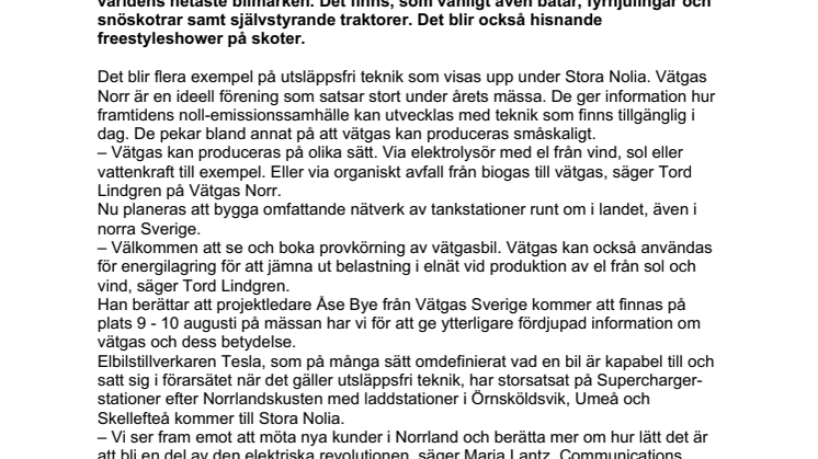 Utsläppsfria bilar, självkörande traktorer och hisnande freestyleshower på skoter under årets Stora Nolia i Umeå